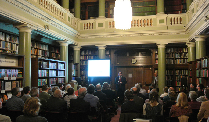 Professor Paul Nathanail, co-editor of Geology and Warfare with Ted Rose, introduces the lecture